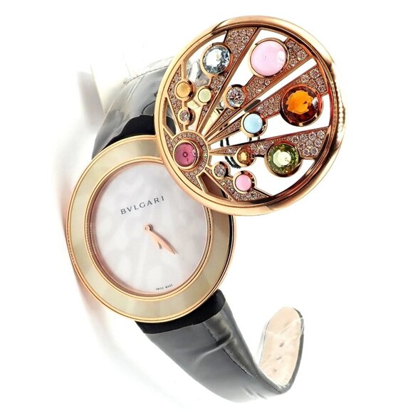 Bulgari Mediterranian Eden 18k Rose Gold Diamond Color Stone MOP Watch Box Paper - Picture 15 of 15